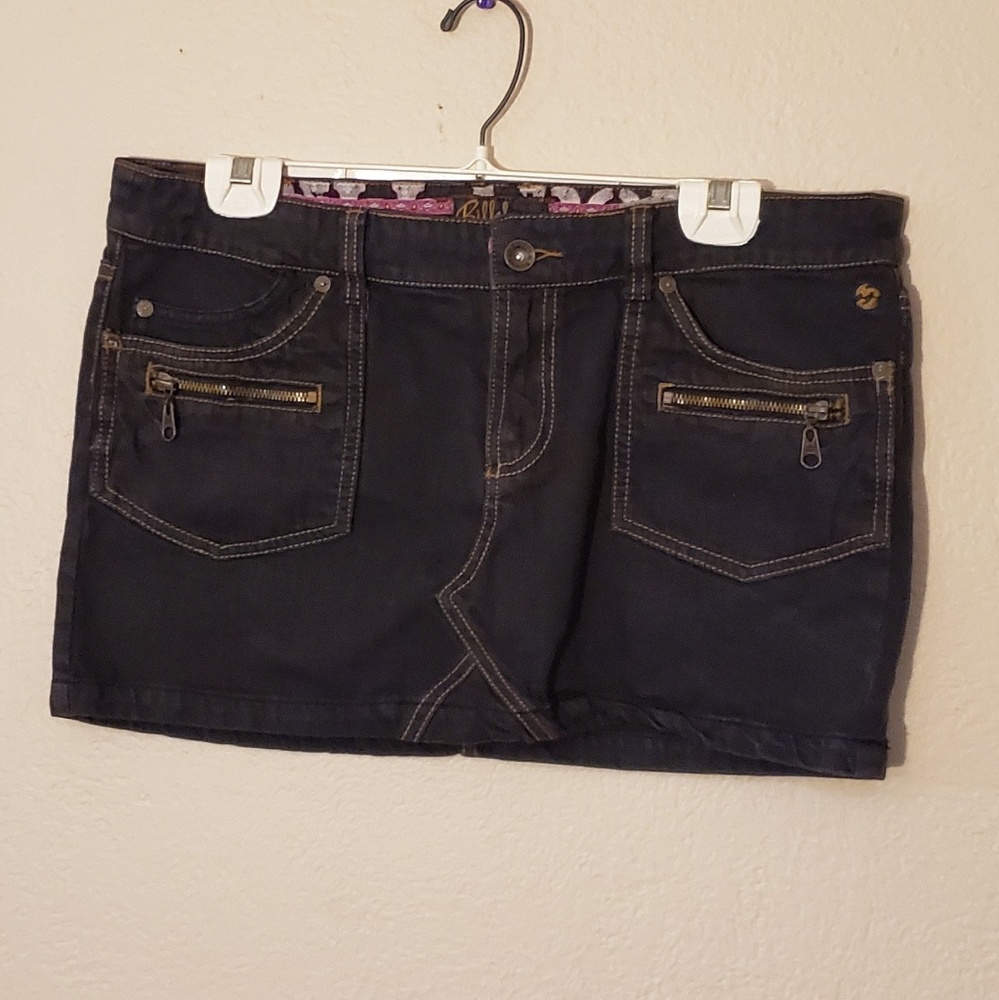 Billabong Y2K Denim Mini Skirt Low Rise Zipper Pockets 11
